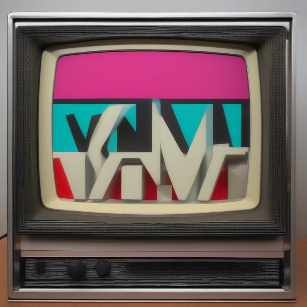 A vintage MTV logo displayed on a retro television screen.