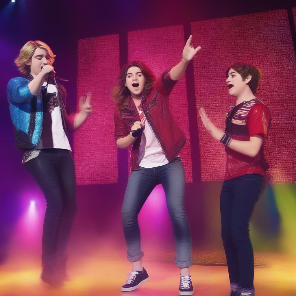 Austin and Ally performing "Breakdown the Walls"