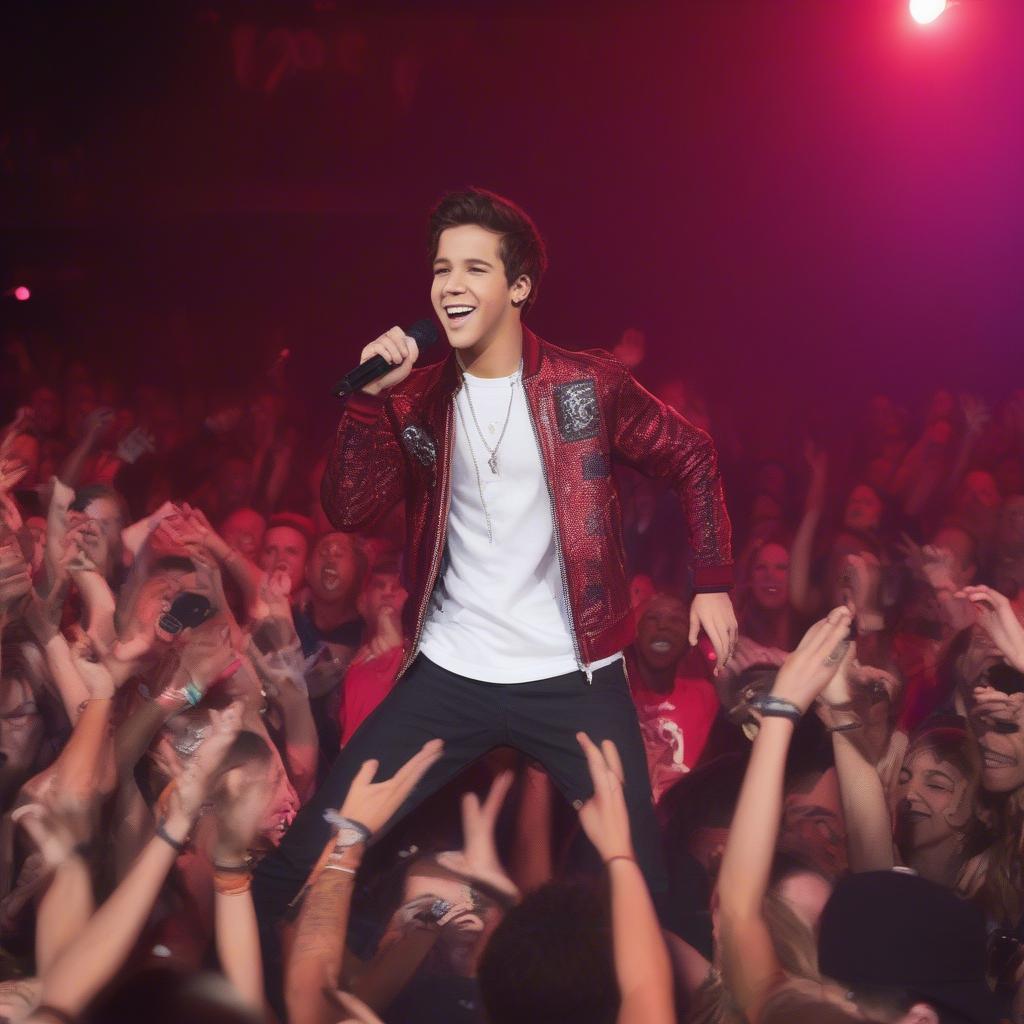 Austin Mahone performing live on stage.