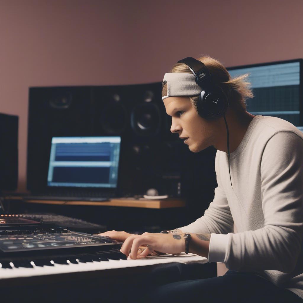 Avicii working in the studio