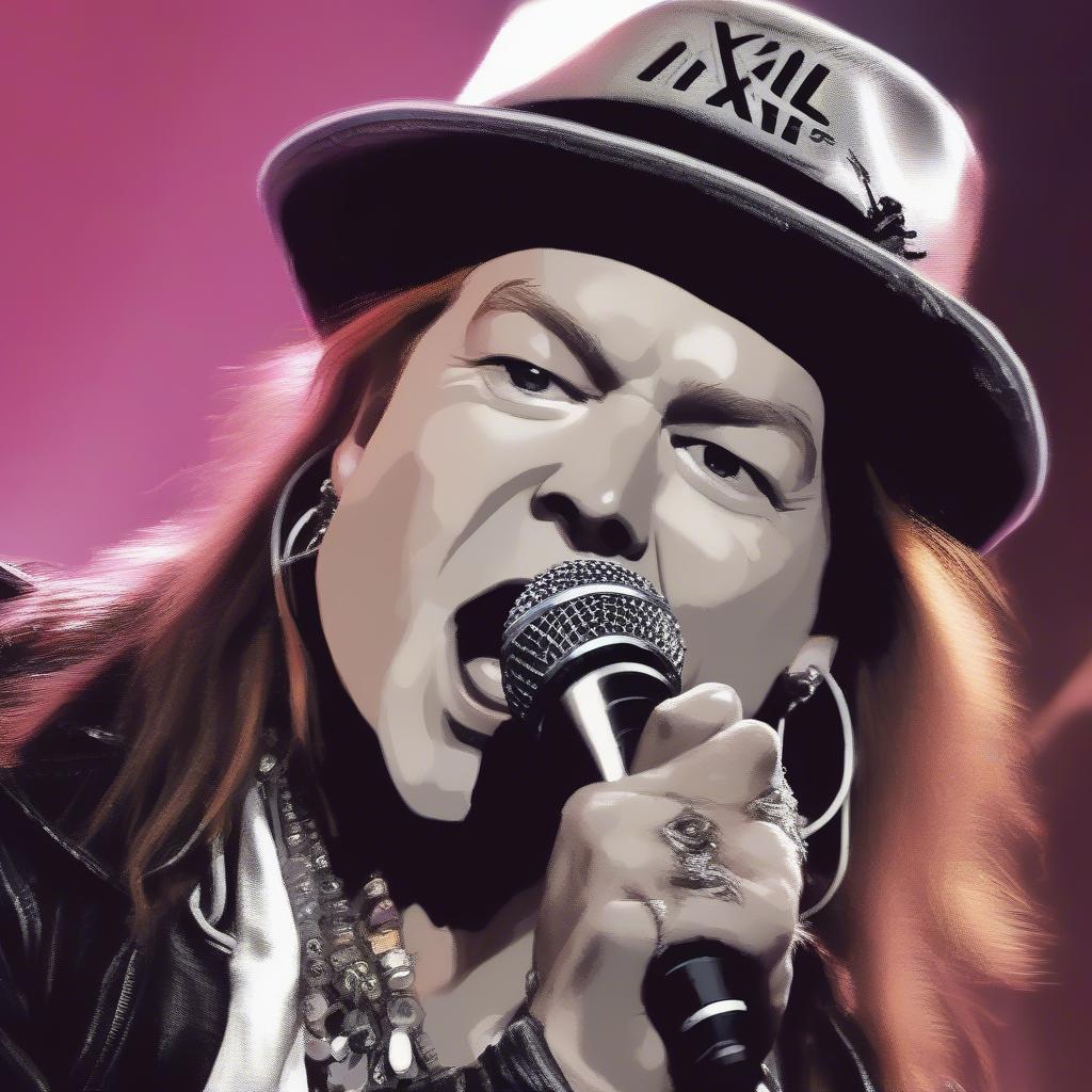 Axl Rose holding a microphone during a concert