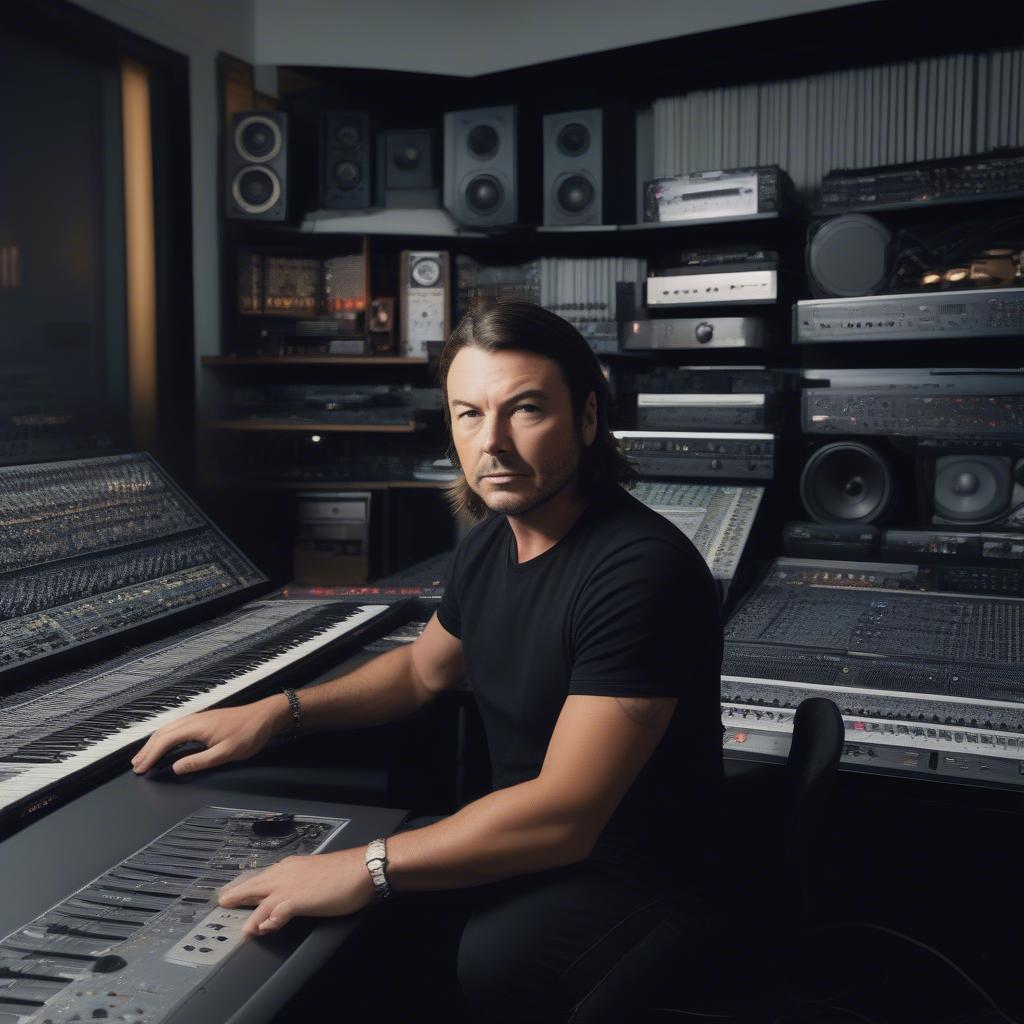 Axwell working in his music studio