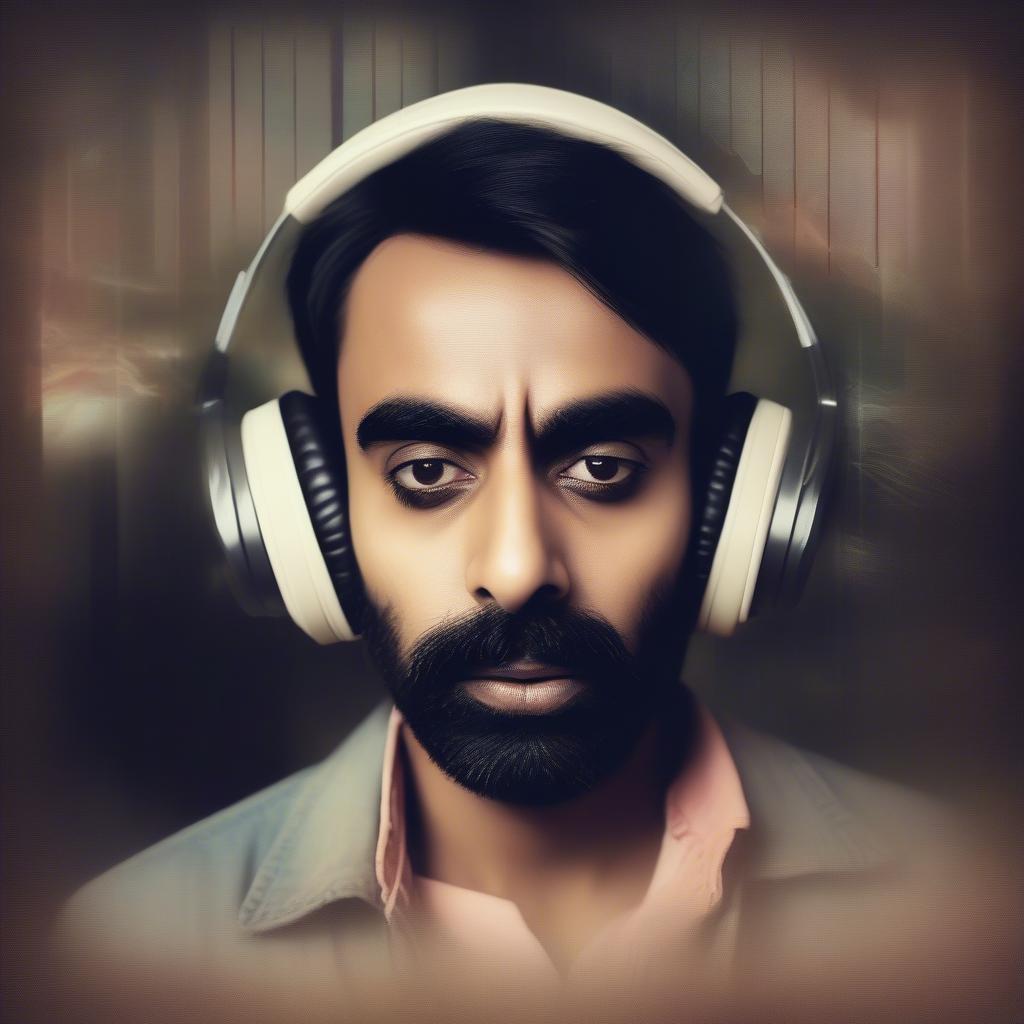 A fan listening intently to Babbu Maan's music, highlighting the emotional connection listeners have.