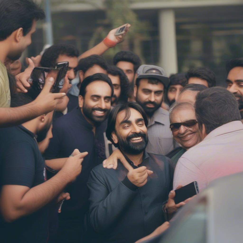 Babbu Maan interacting with fans and signing autographs