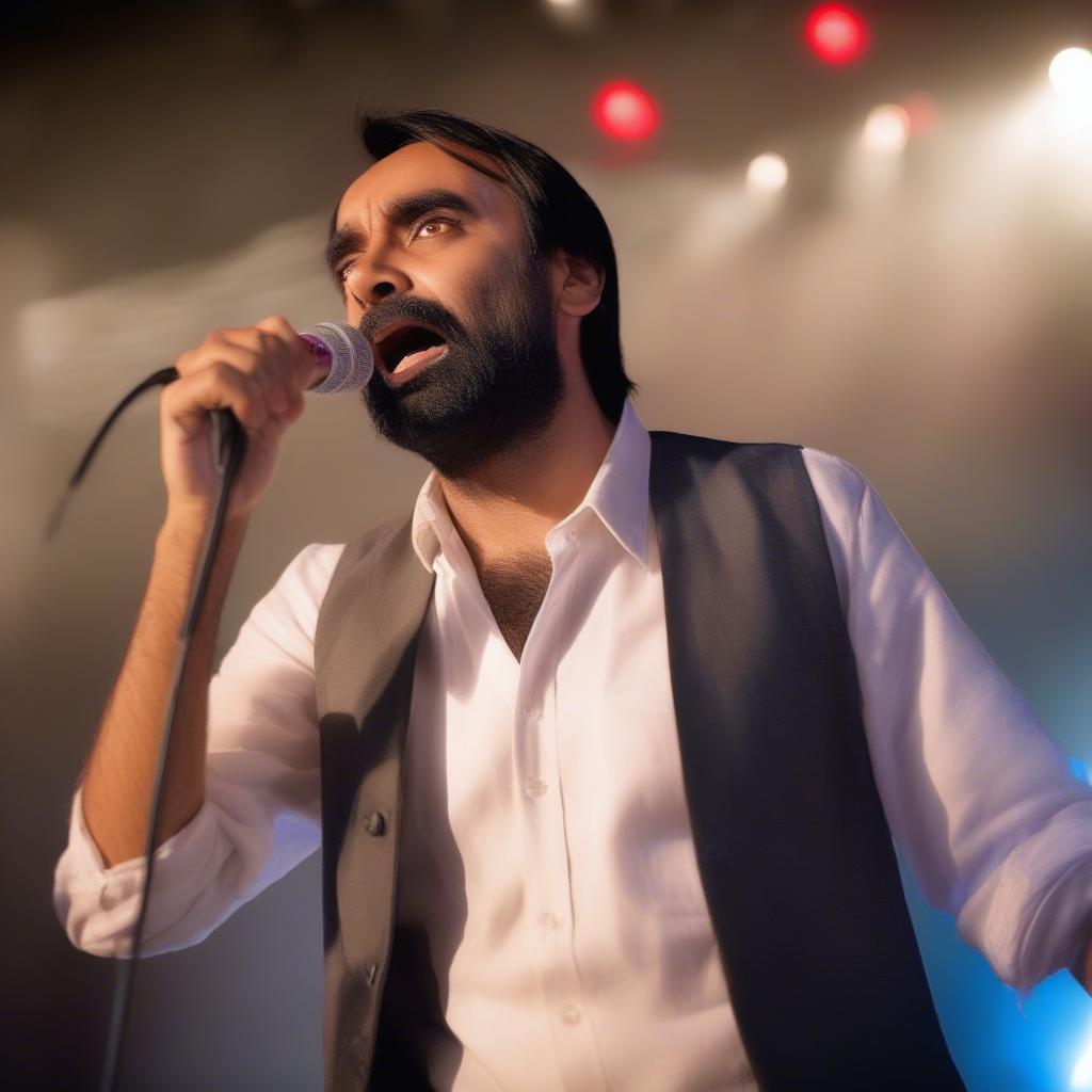 Babbu Maan performing live, connecting with his audience through emotional music.