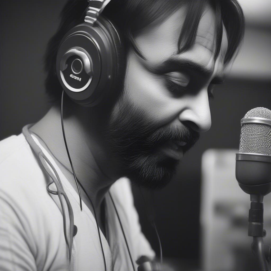 Babbu Maan recording music in a professional studio