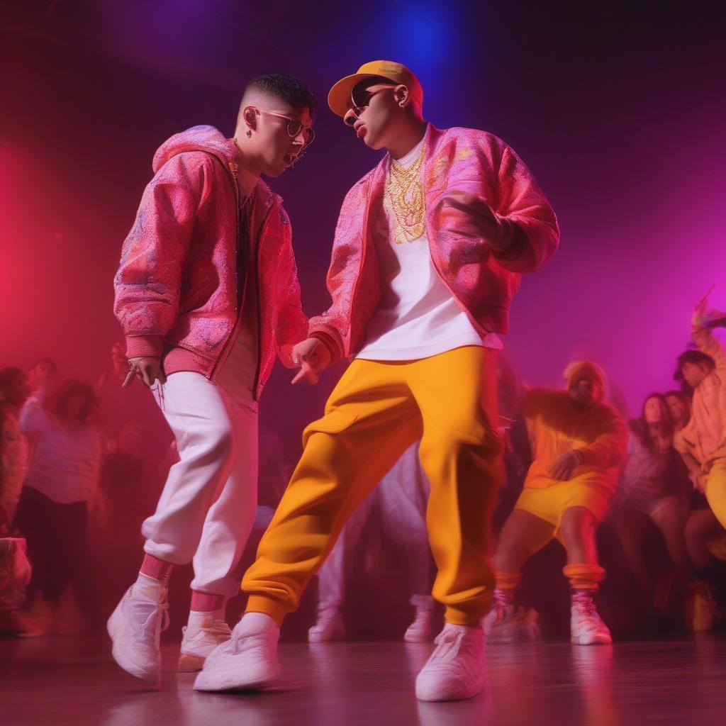 Bad Bunny and Jhay Cortez in Dákiti