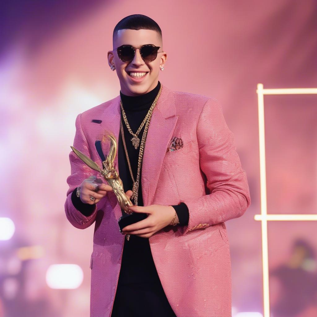 Bad Bunny accepting a music award