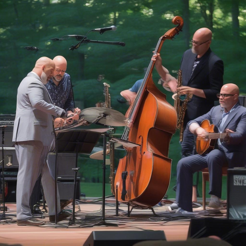 The Bad Plus performing at the 2019 Saratoga Jazz Festival