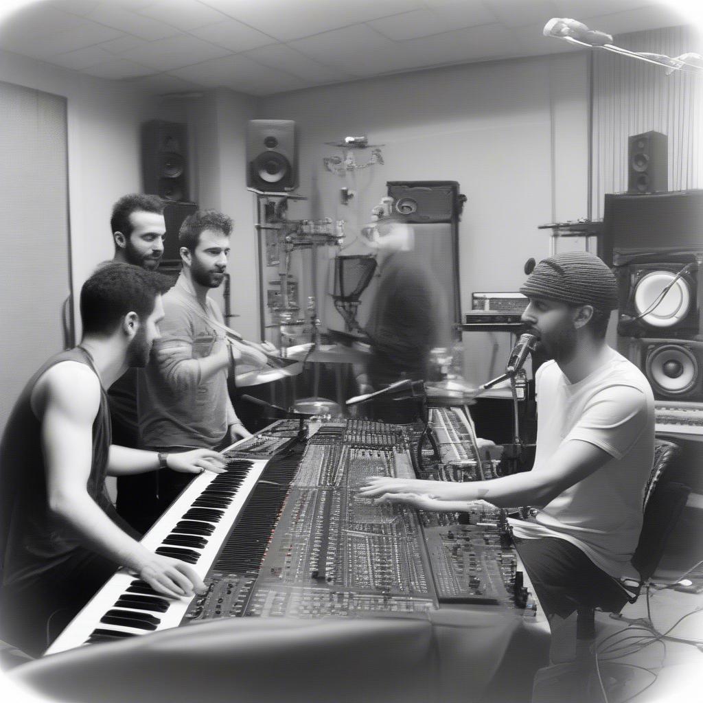 Balkan Beat Box in the studio crafting their unique sound