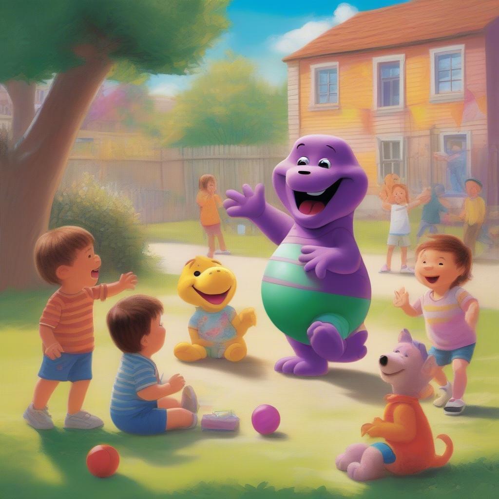 Barney and Friends Playing Outside