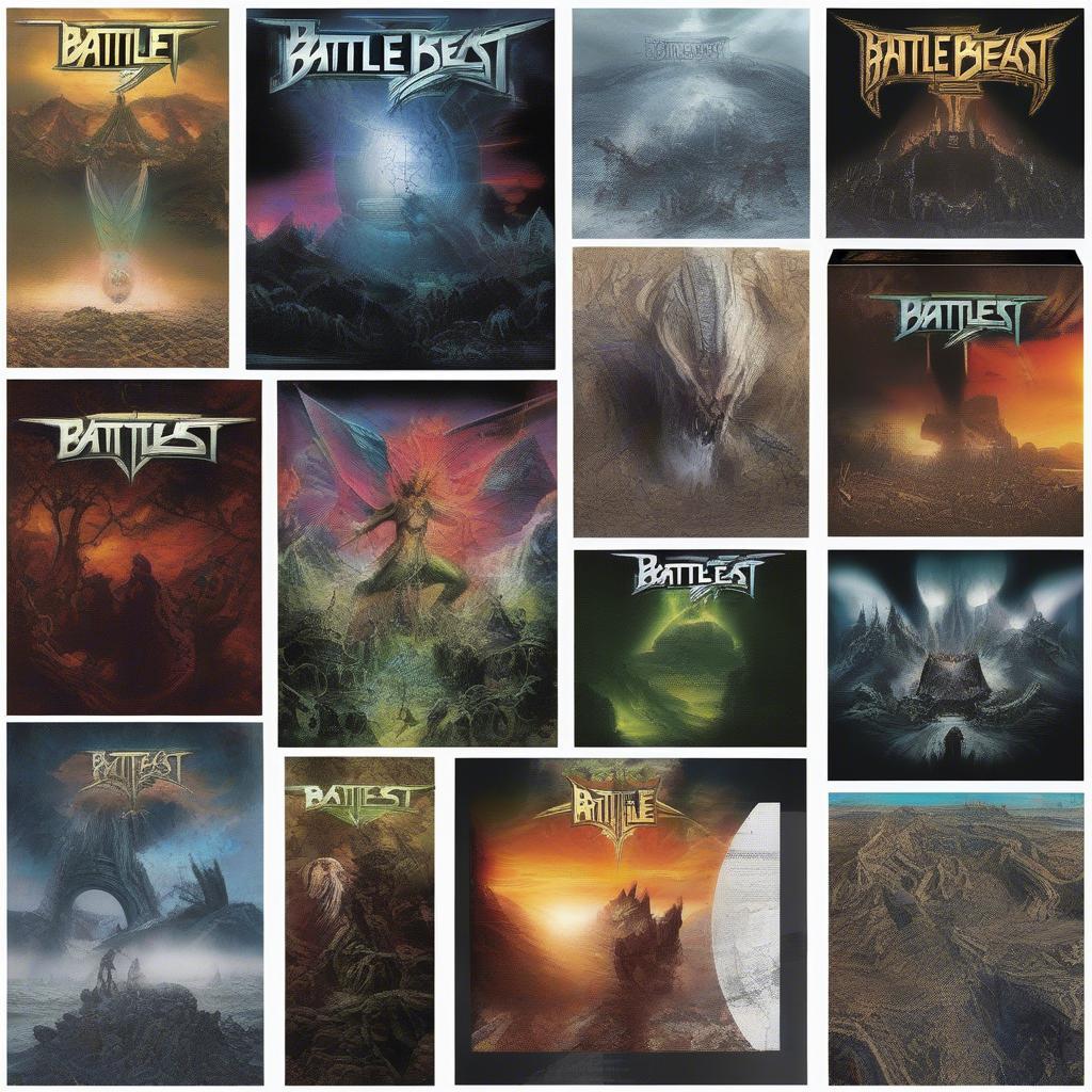 A collage of Battle Beast album covers