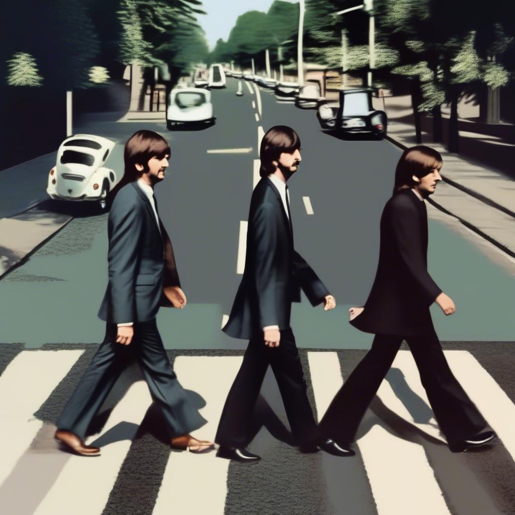 The Beatles crossing Abbey Road