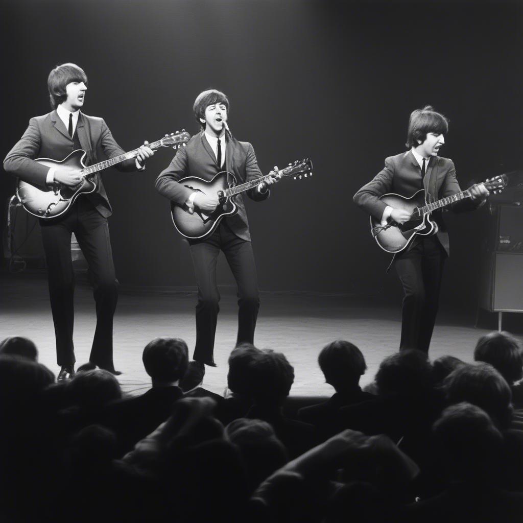 The Beatles performing live in their early years