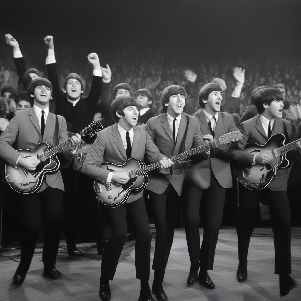 The Beatles performing on the Ed Sullivan Show