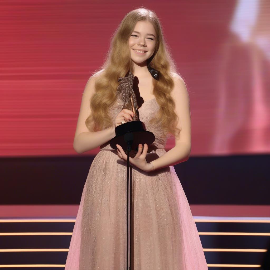 Becky Hill accepting a music award