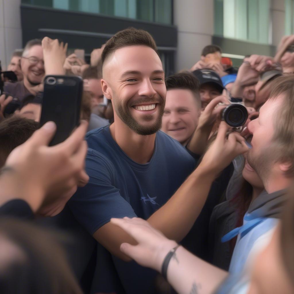 Ben Fuller meeting with fans after a concert, showing his appreciation for their support.