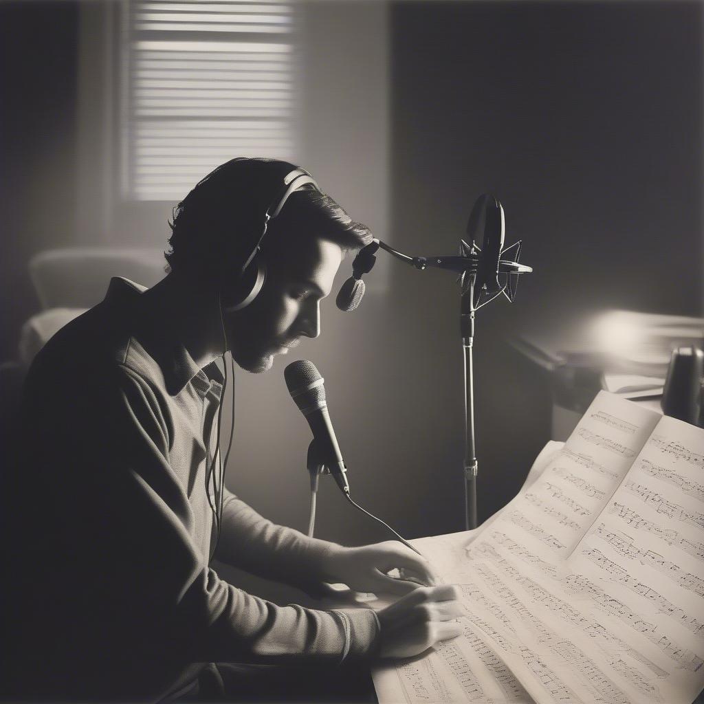 Ben Fuller in a recording studio, engrossed in the creative process of making music.