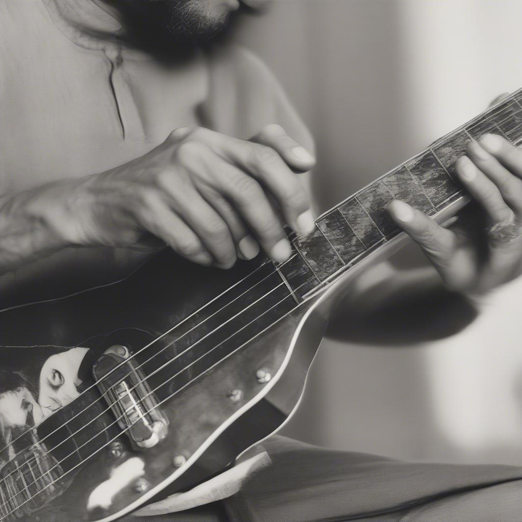 Ben Harper playing his Weissenborn lap steel guitar