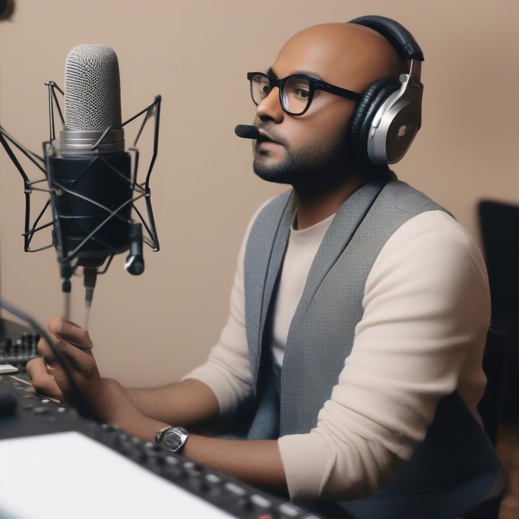 Benny Dayal recording in a music studio