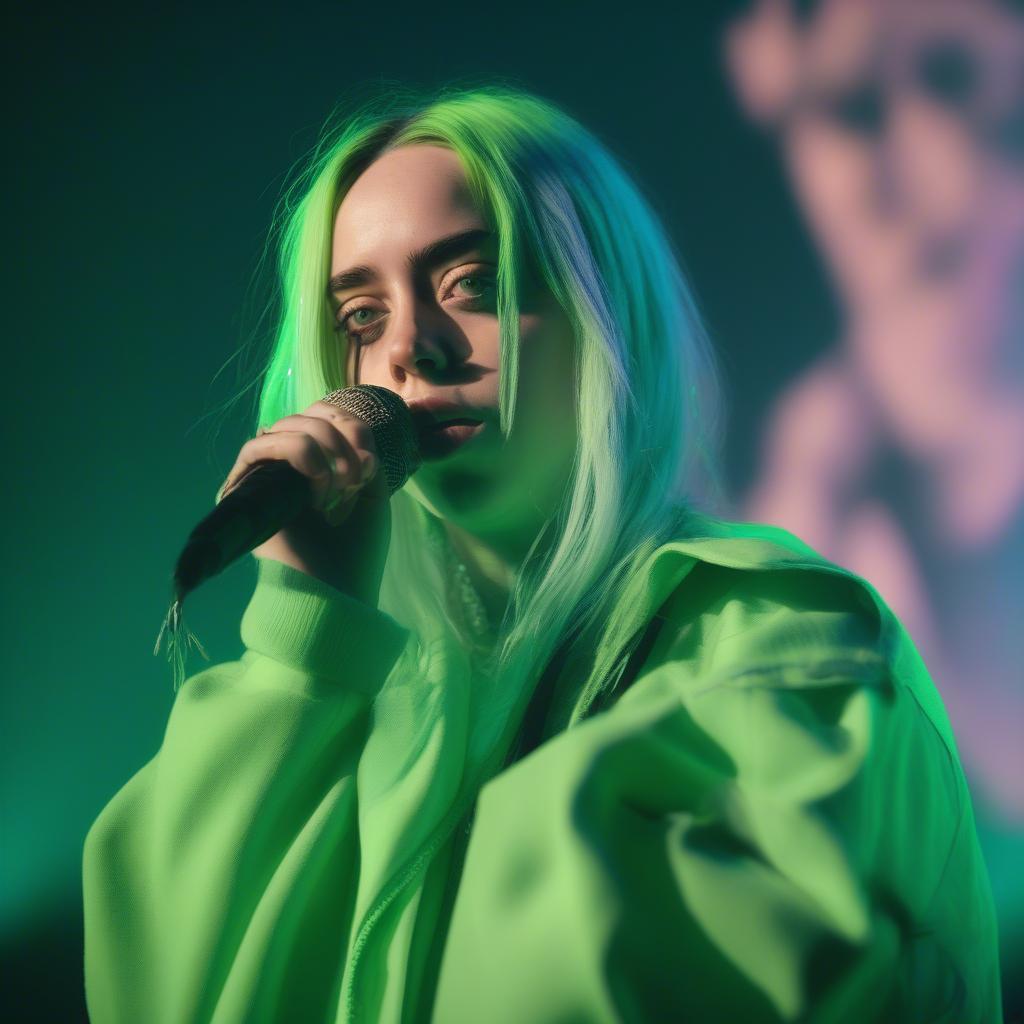 Billie Eilish singing "Bad Guy" at Leeds Festival 2019