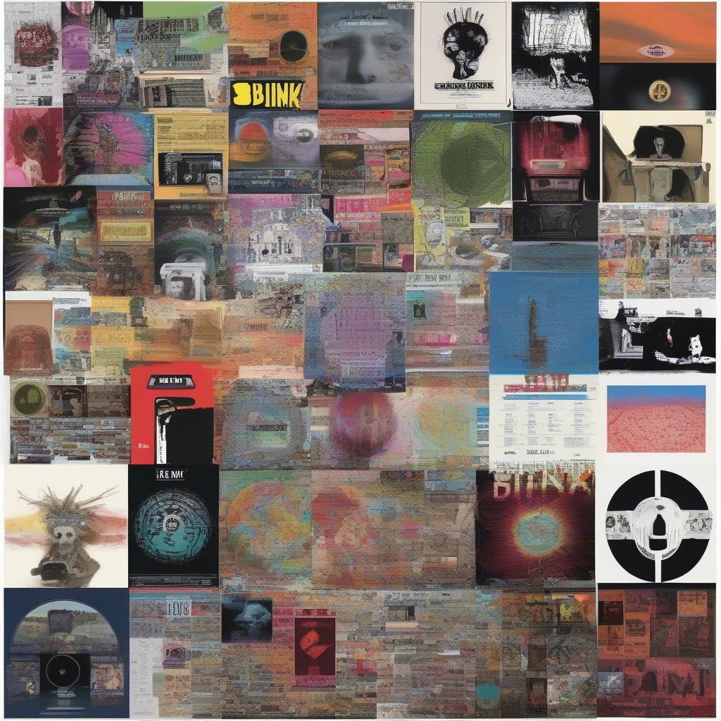 Blink 182 Album Covers: A collage showcasing the evolution of their album art, reflecting their musical journey.