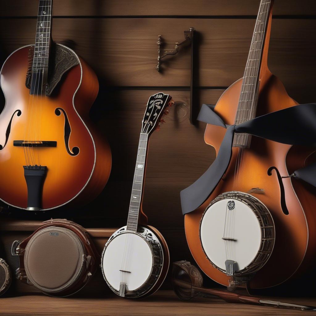 Close-up of Bluegrass Instruments