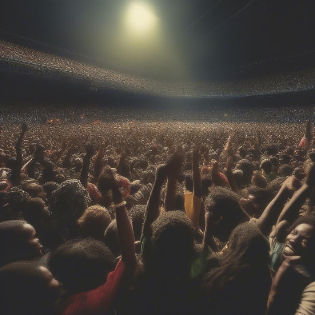 Bob Marley Performing Live in Front of a Large Crowd