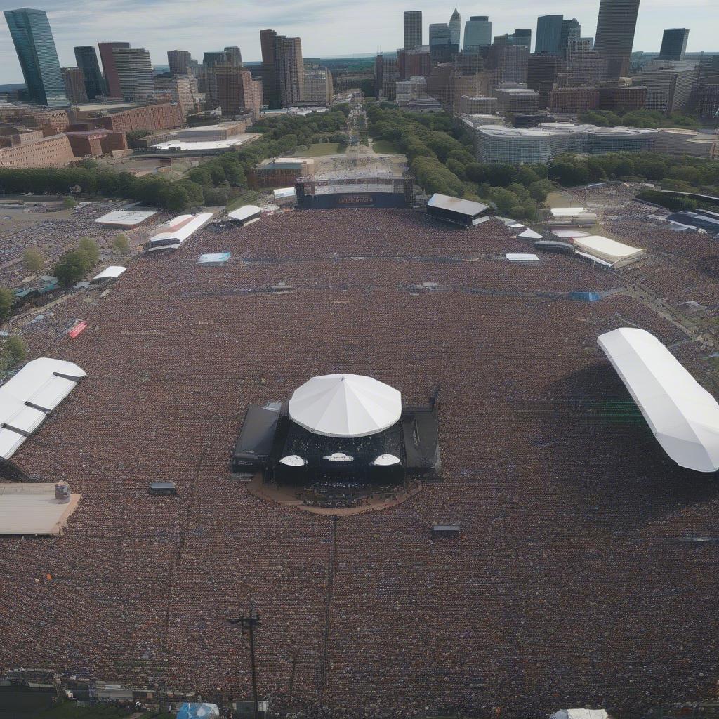 Panoramic view of the crowd at Boston Calling 2019