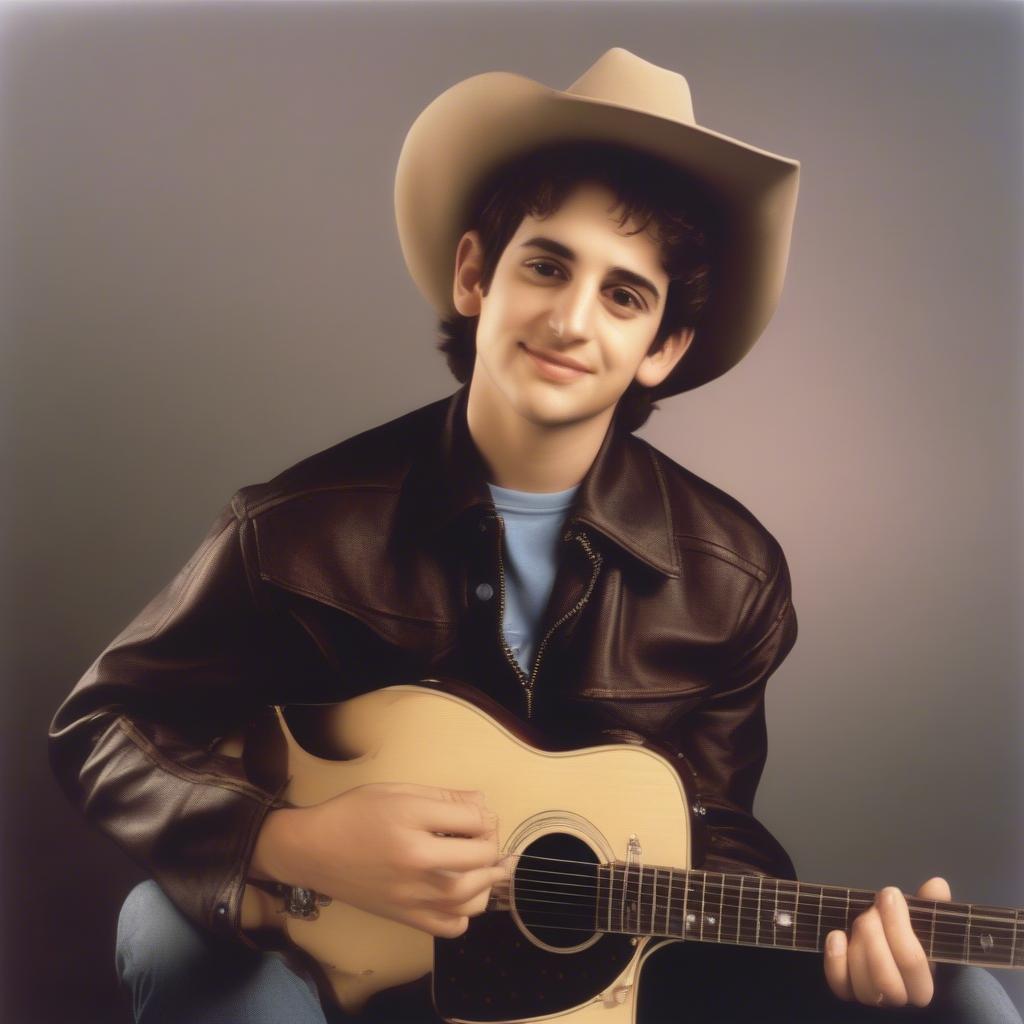 Brad Paisley early in his career, posing with his guitar