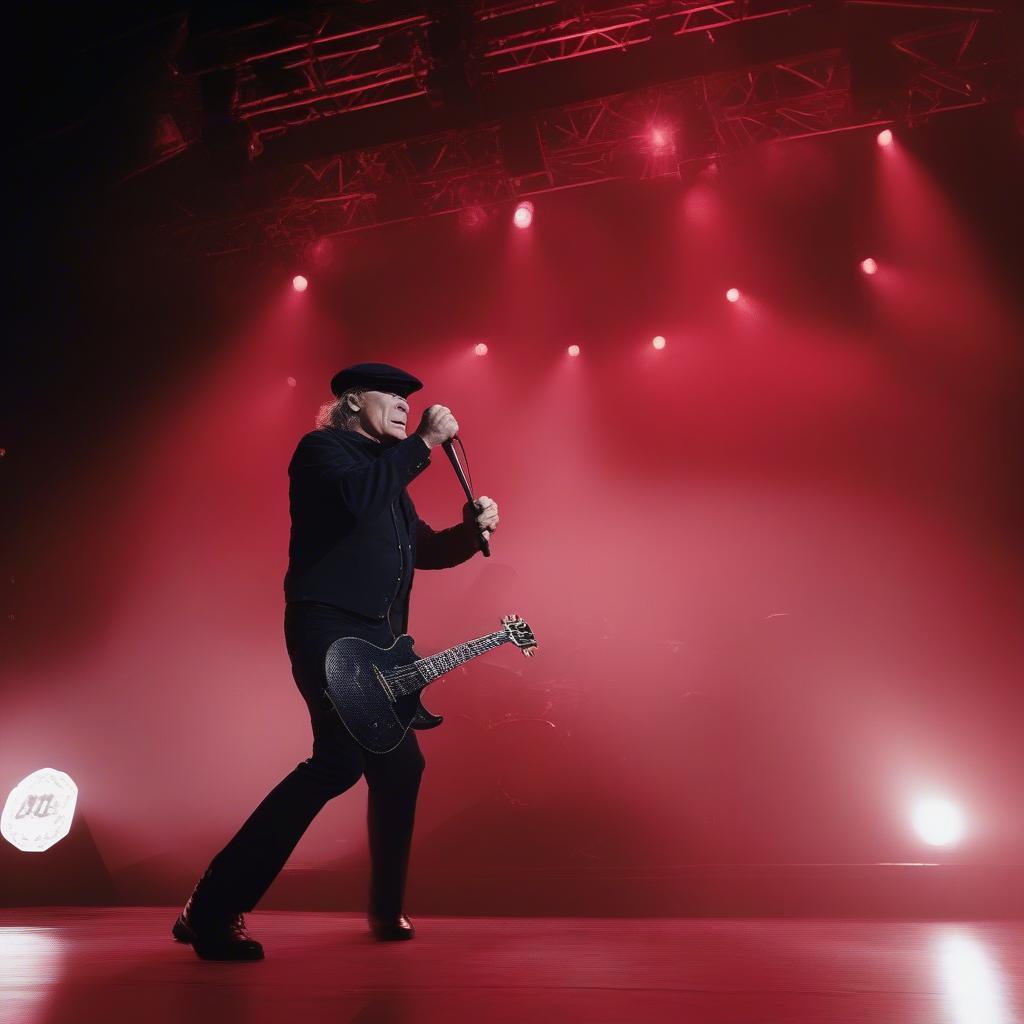 AC/DC's Brian Johnson performing during the Back in Black tour