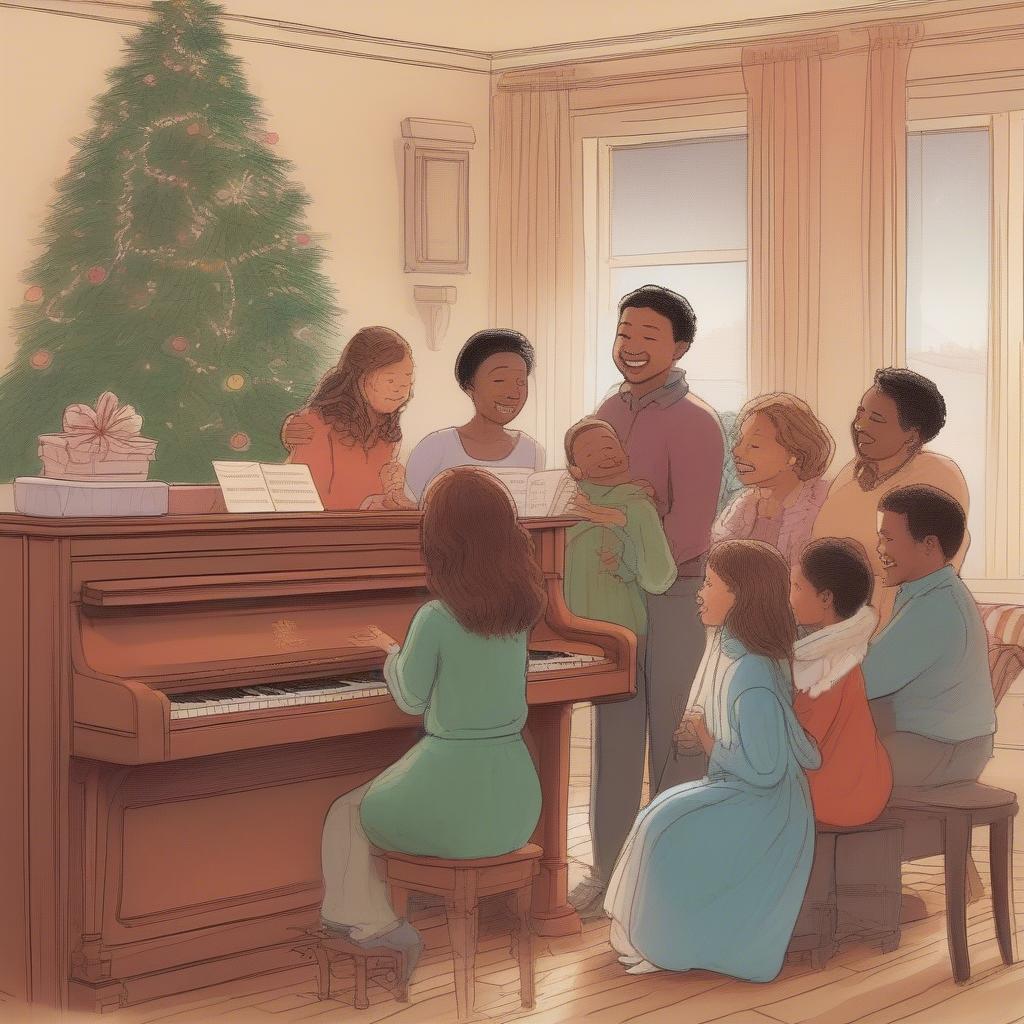 Families Singing Christmas Carols Together