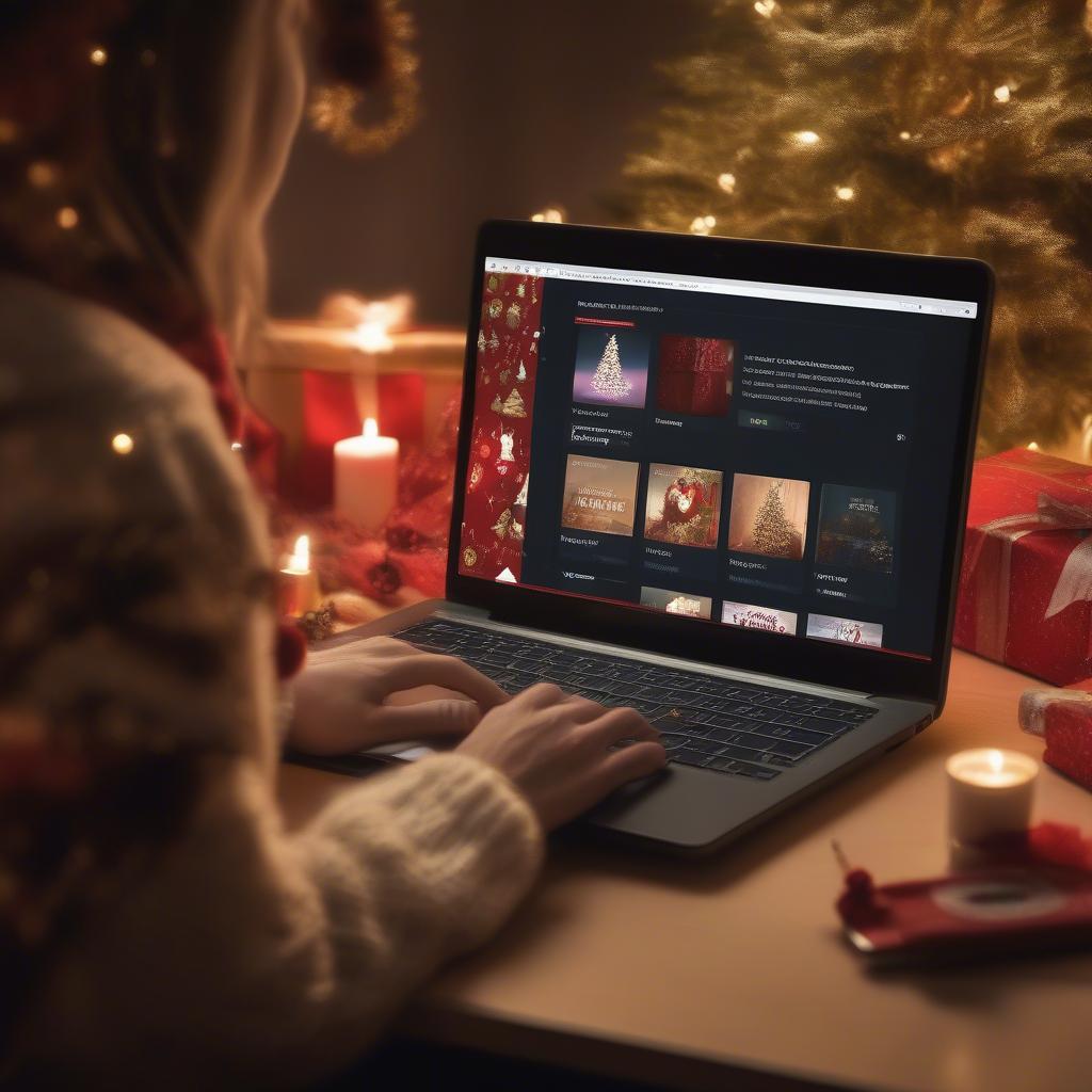 Creating a Christmas Playlist on a Laptop