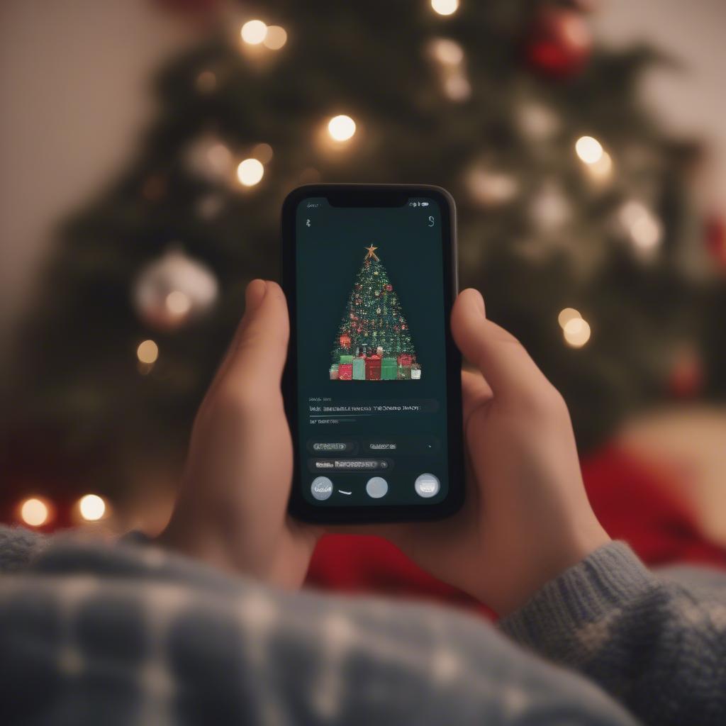 Person Listening to Christmas Music on Phone