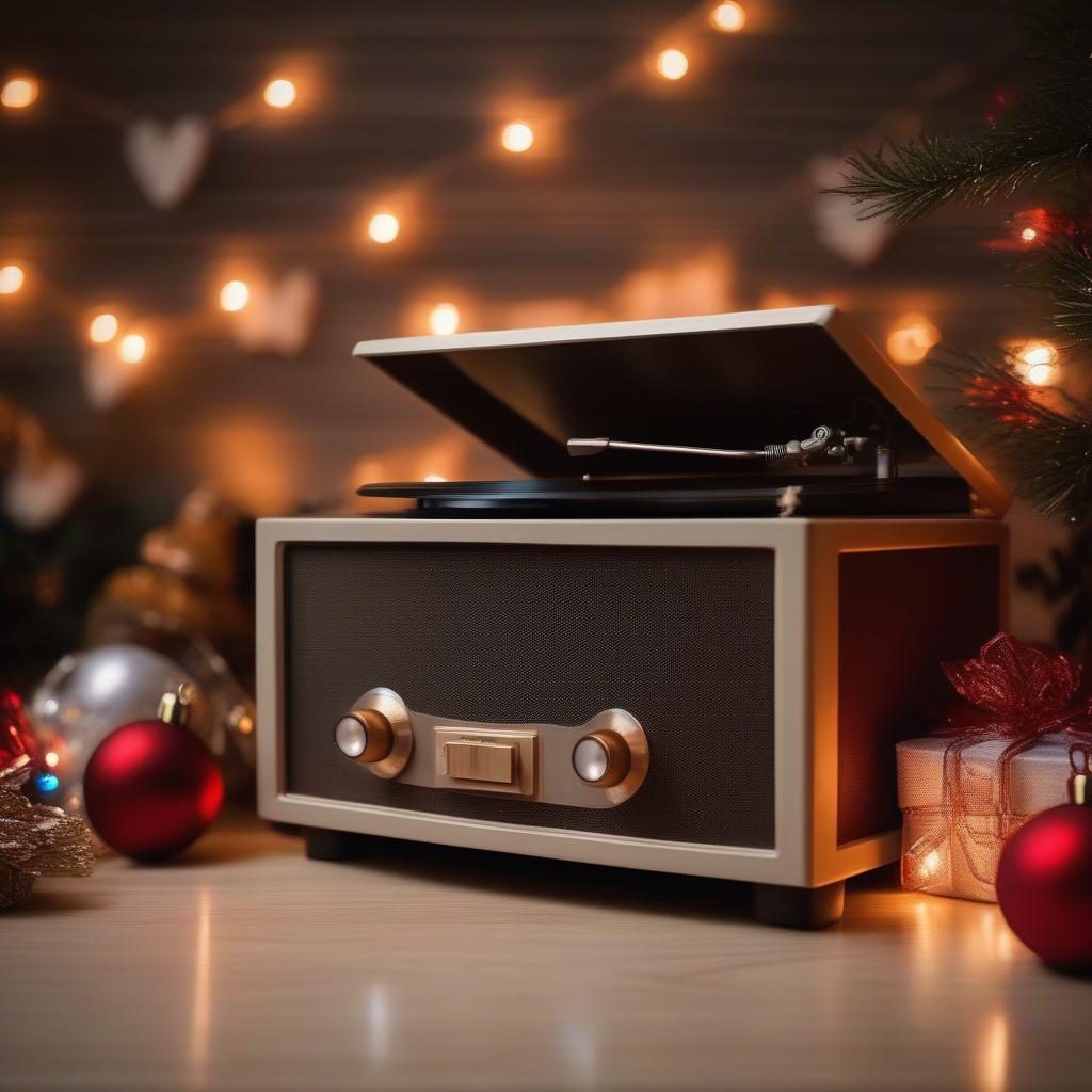 Vintage Christmas Vinyl Record Player