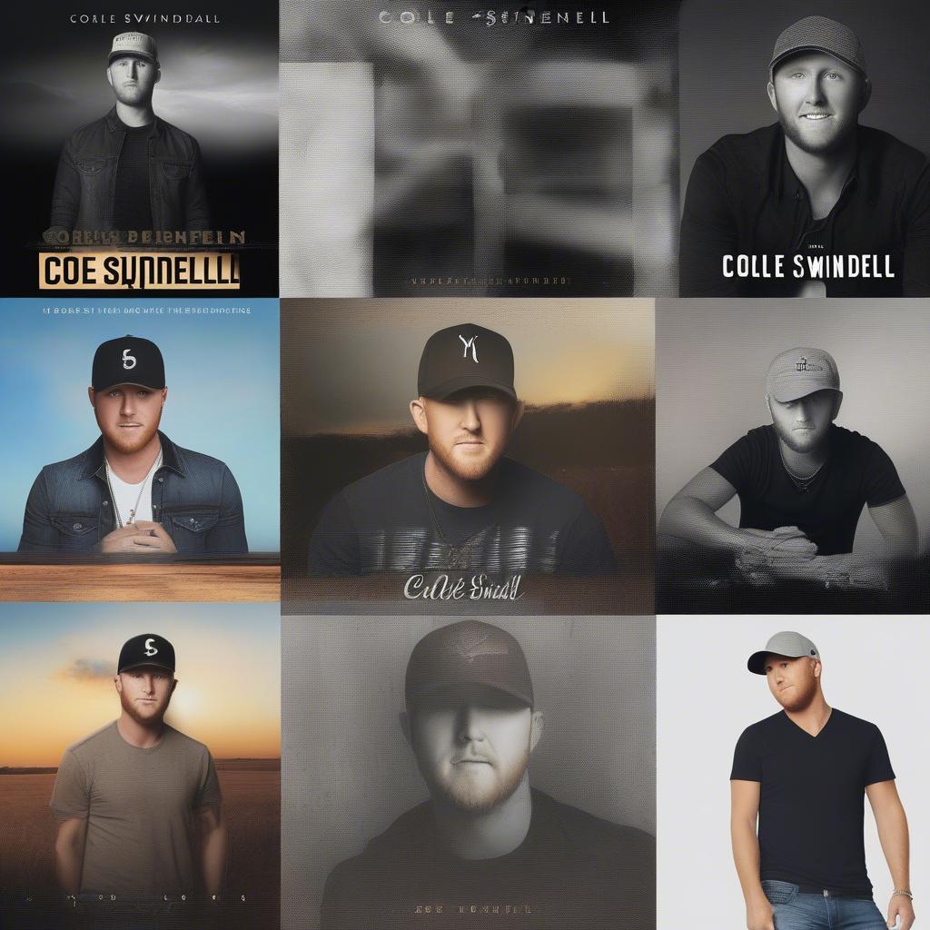 A collage of Cole Swindell album covers, showcasing the evolution of his music and image