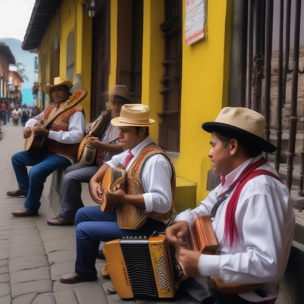 Colombian Street Musicians Performing