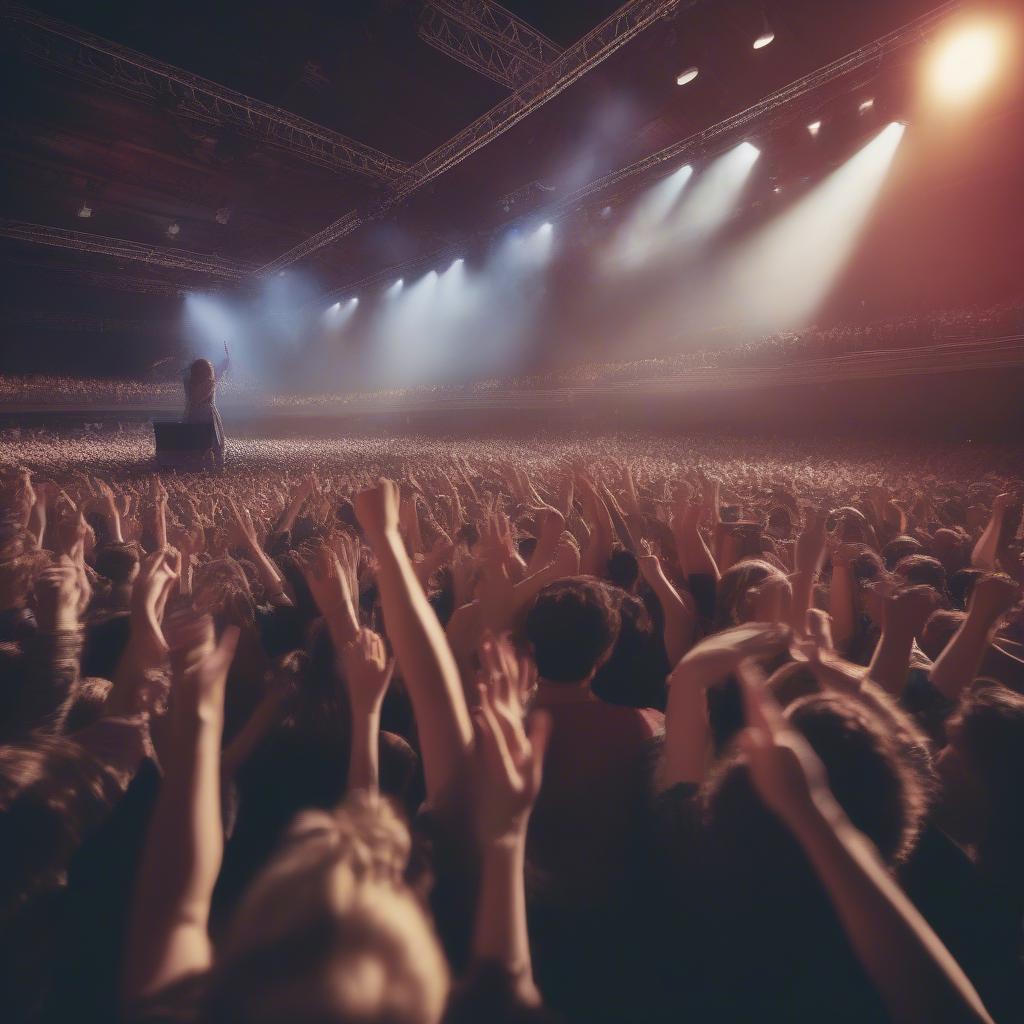 Concert Crowd Cheering and Singing Along