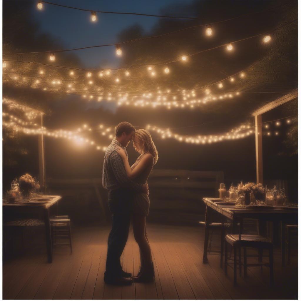 Country First Dance Songs: A Couple Dancing Under String Lights to a Country Ballad