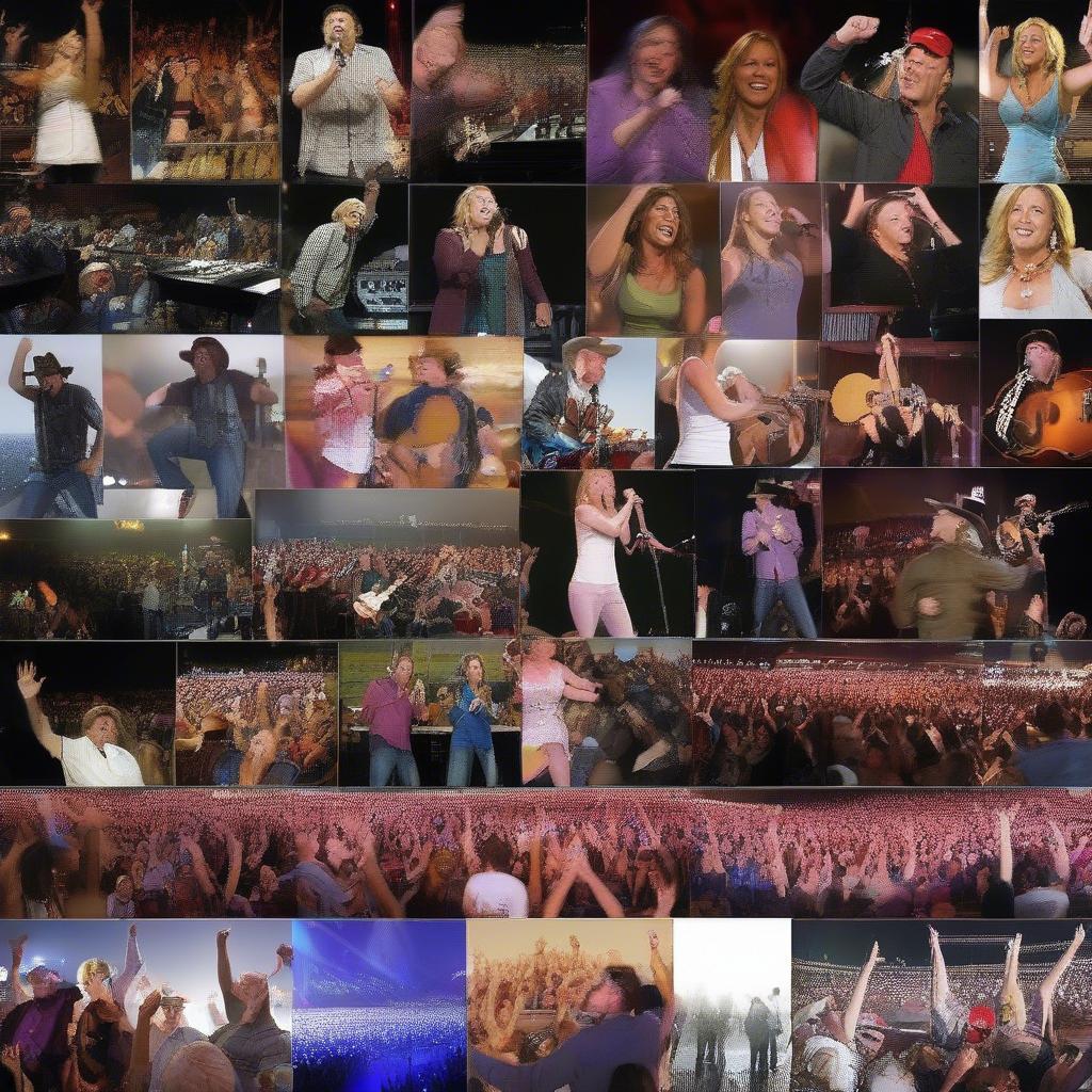 Country Music Concerts 2009: Crowds cheering and singing along to their favorite love songs.