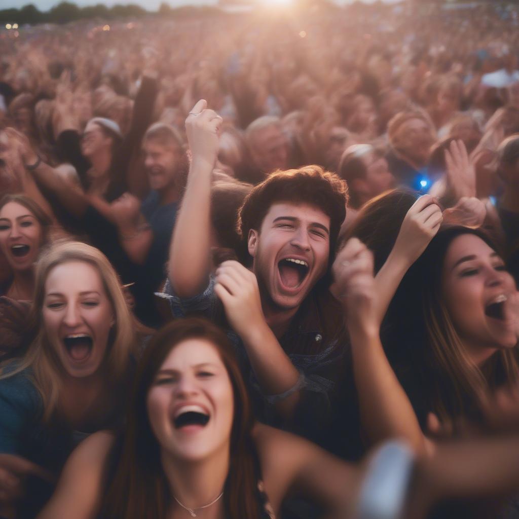 Country Music Festival Crowd Singing Along