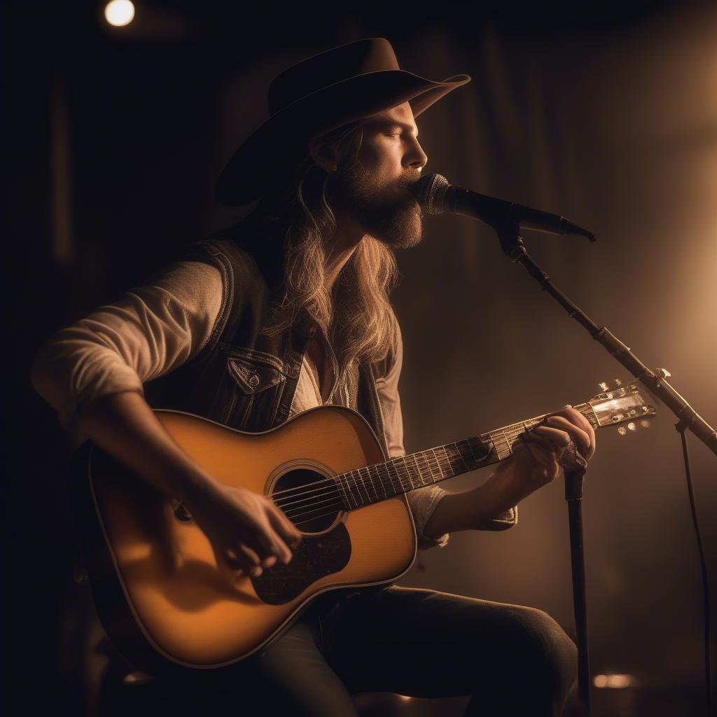 Image of a Country Singer Performing with a Guitar