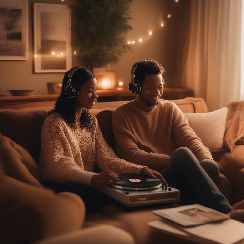 Couple Listening to Music on Vinyl