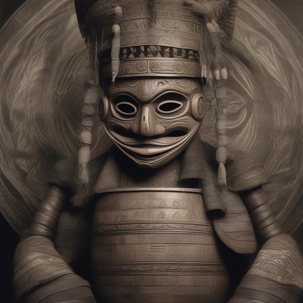 Cultural Fear in Music: Masked Figure with Tribal Drum