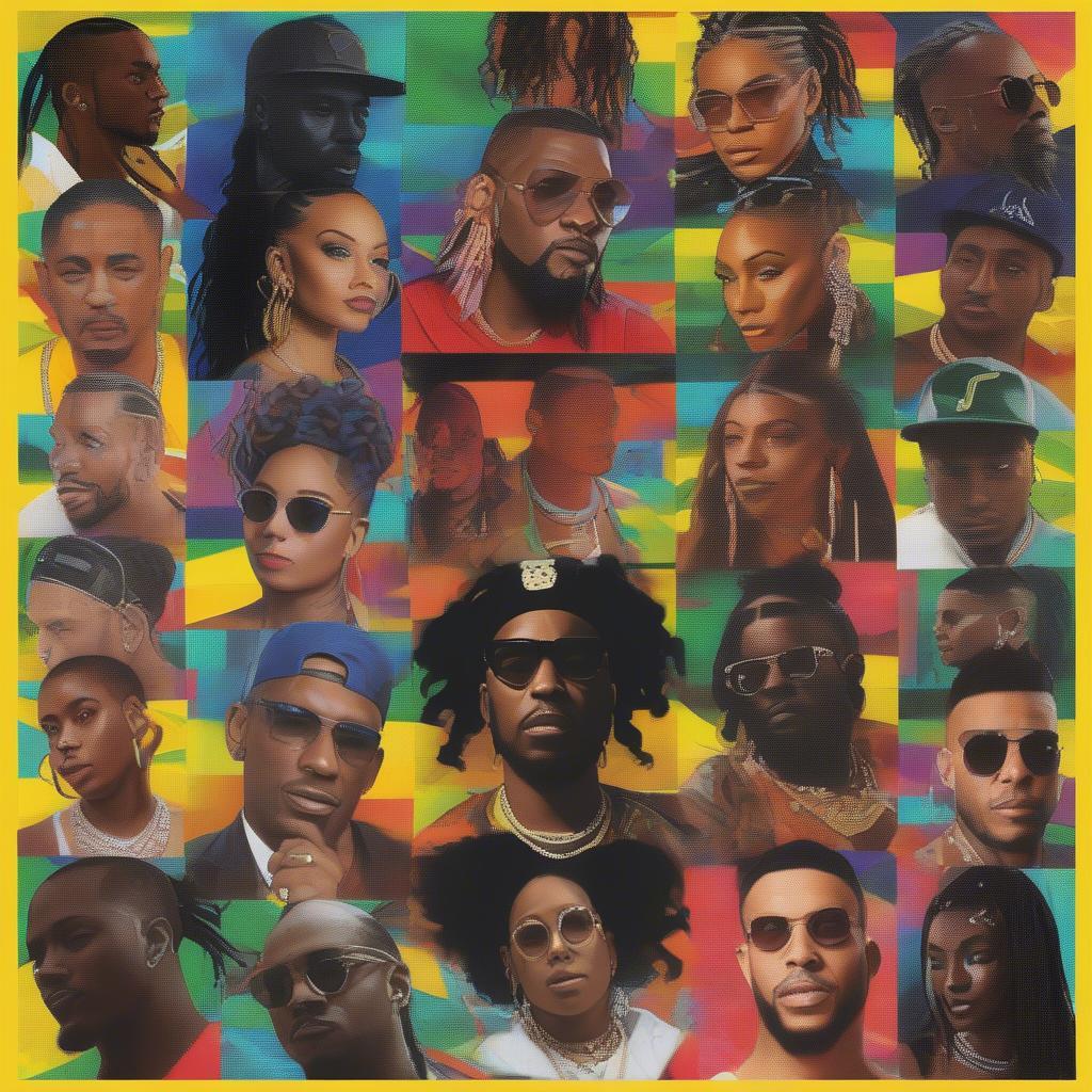 Dancehall Artists 2021: A photo montage of the biggest names in dancehall in 2021, including both established stars and rising talents. The montage showcases the diversity and global reach of the genre.