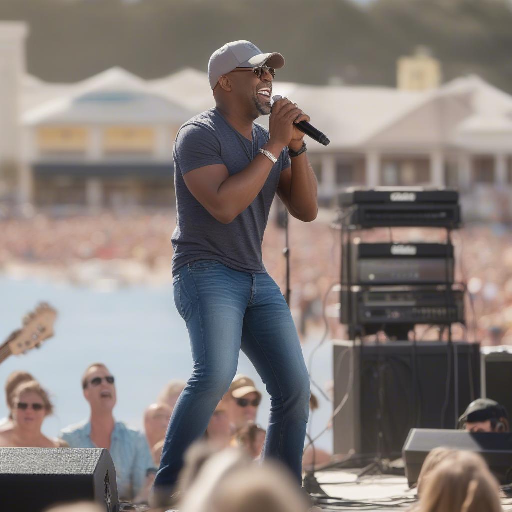 Darius Rucker performing at CCMF 2021, embracing the coastal atmosphere