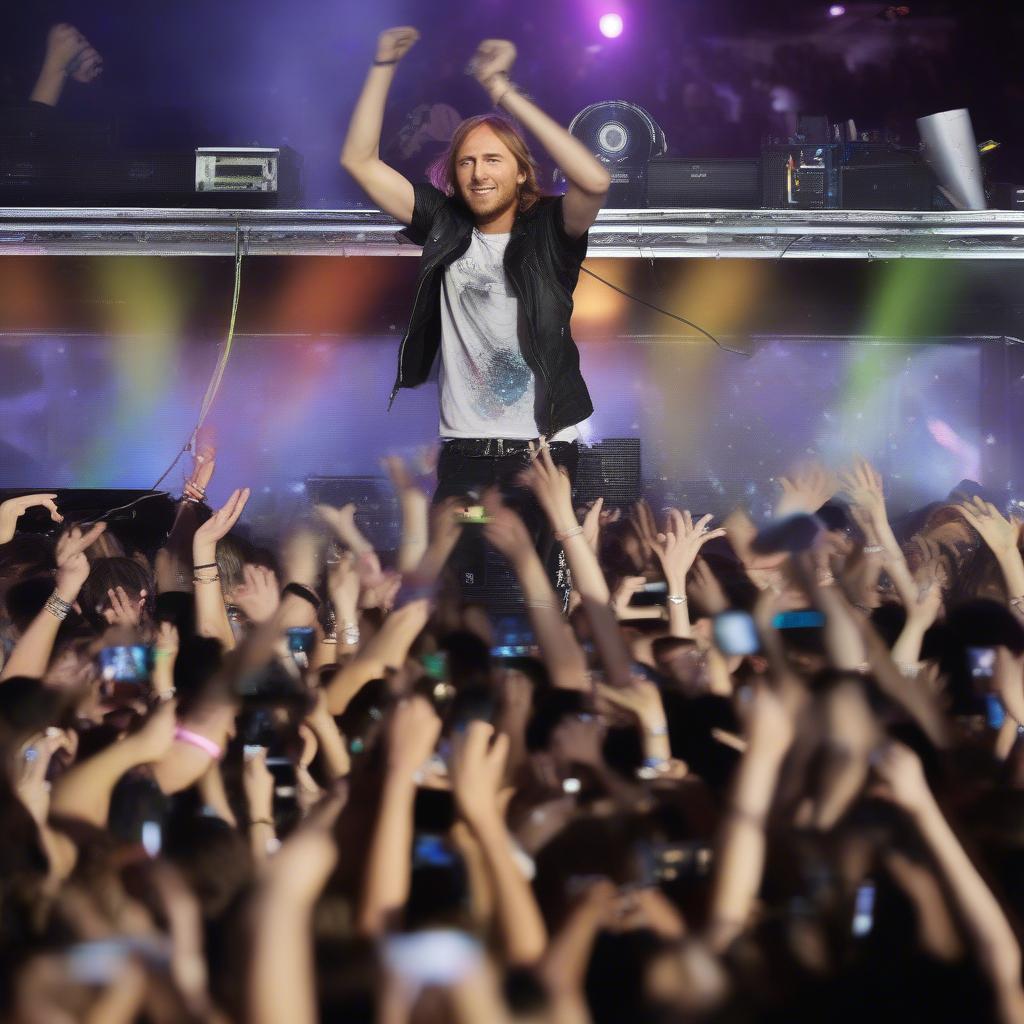 David Guetta DJing at a large music festival in 2009