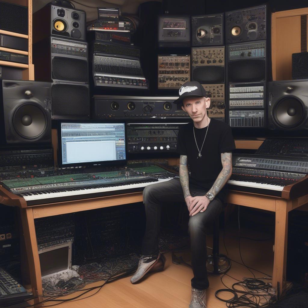 Deadmau5 in a studio session working on his music