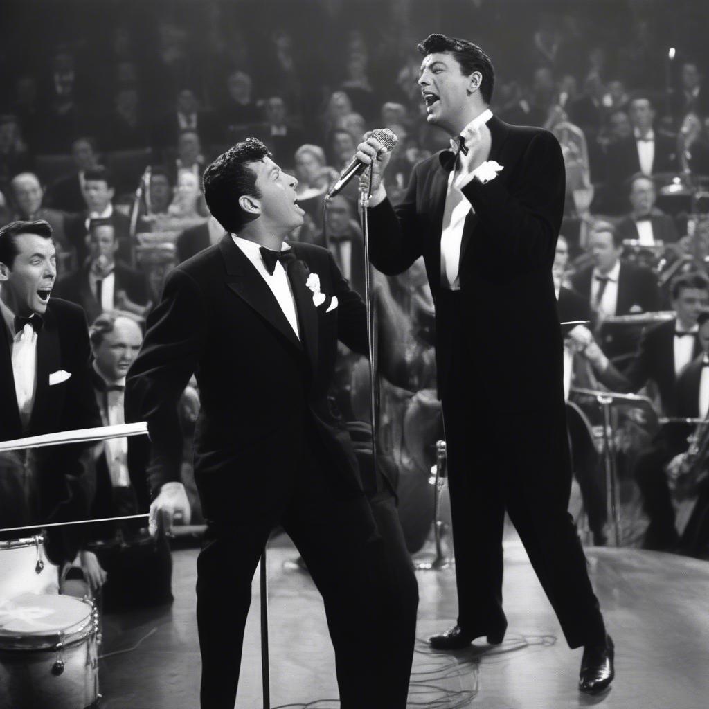 Dean Martin and Frank Sinatra performing together