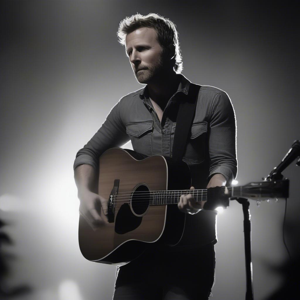 Dierks Bentley performing an acoustic set, showcasing his raw talent and connection with his music